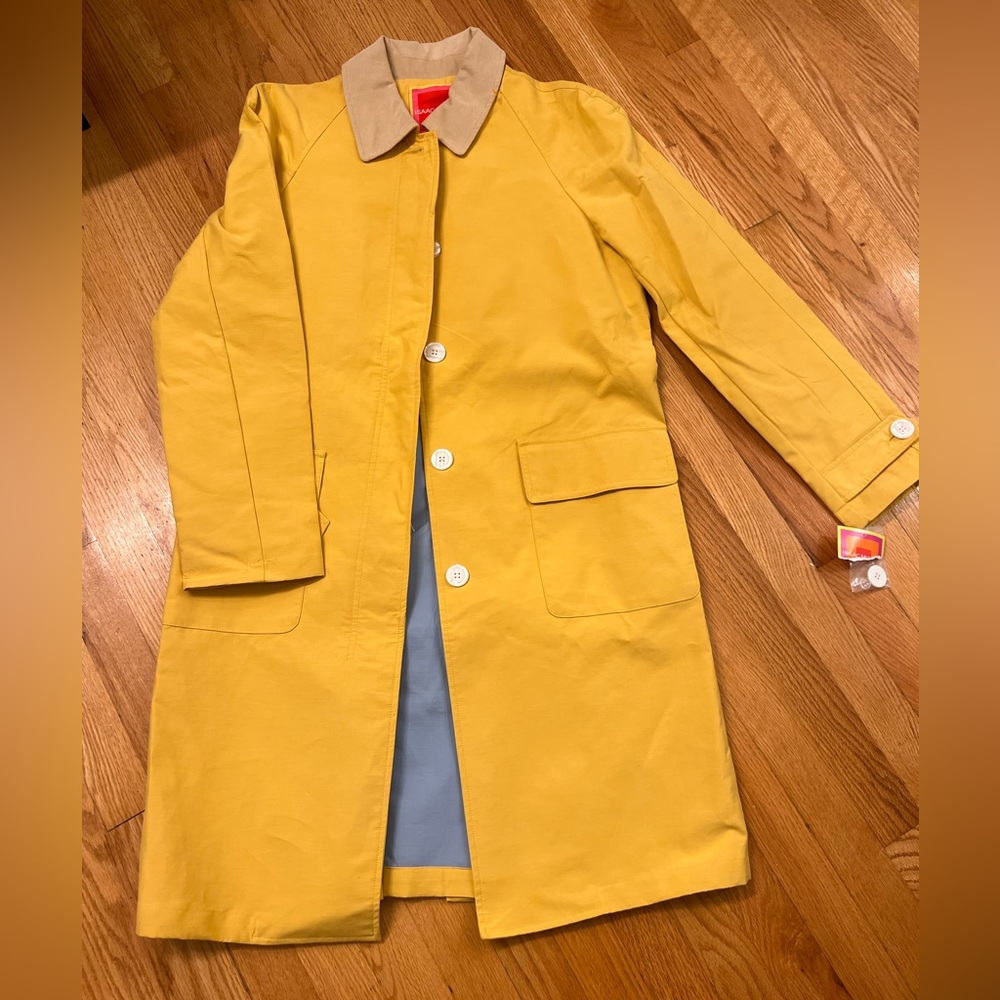 NWT Isaac Mizrahi for Target Yellow/Tan Button Down Coat jacket
